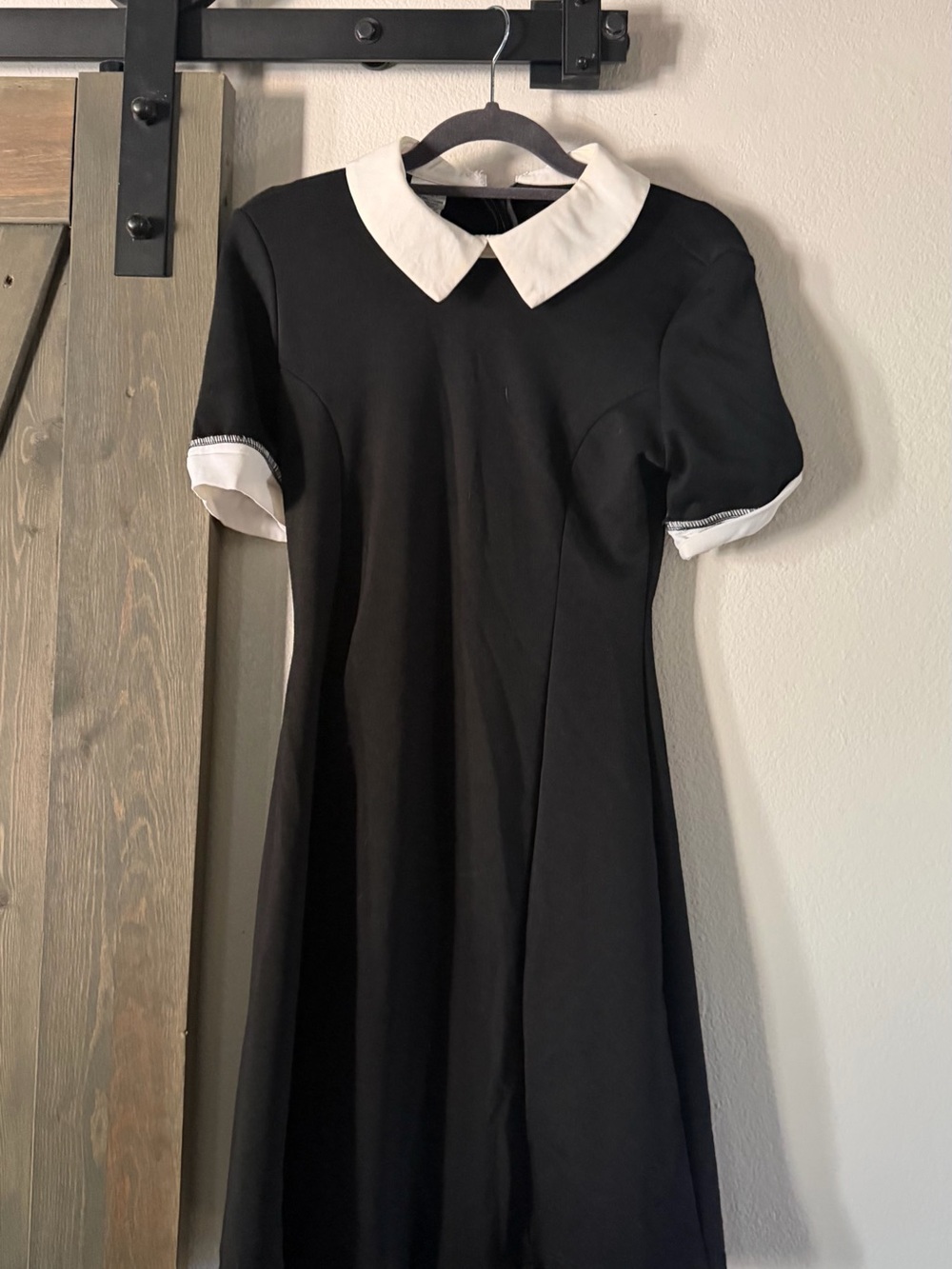 Spirit Black Midi Dress with White Peter Pan Collar